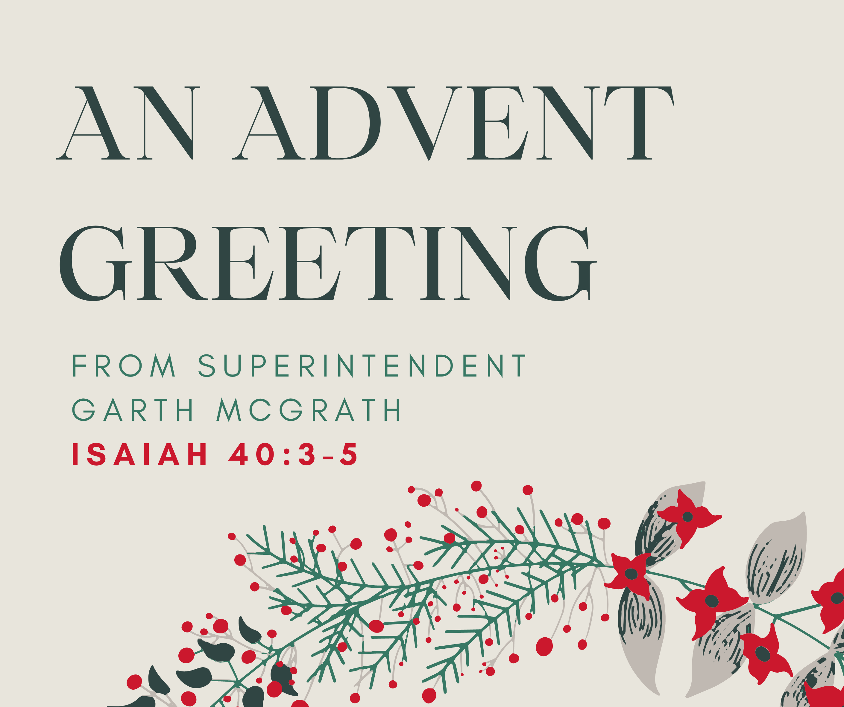 Advent Letter to Great Lakes Conference Churches